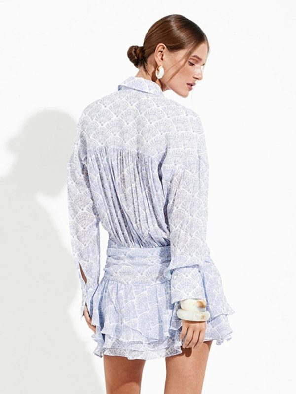Elegant Fashion Loose Classic Pleated Casual Lapel Long Sleeve Mini Dresses - Image 5
