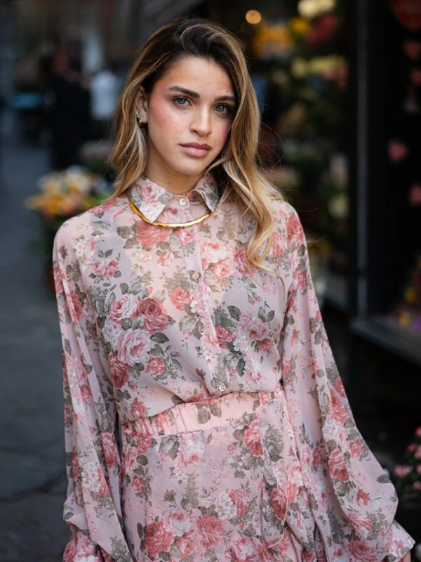 Elegant Fashion Loose Print Long Sleeve Shirt With High Waist Ruffle Mini Skirt Set - Image 4