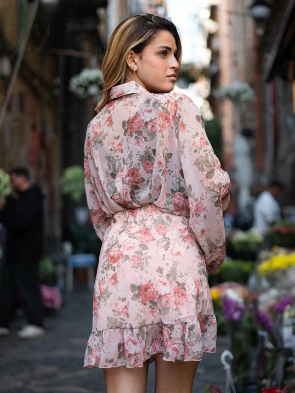 Elegant Fashion Loose Print Long Sleeve Shirt With High Waist Ruffle Mini Skirt Set - Image 3