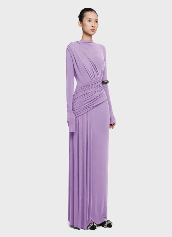 Elegant Fashion Pleated Long Sleeve High Waist Slimming Party Dresses - Image 3
