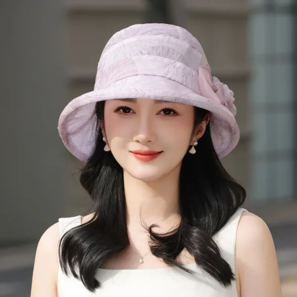 Elegant Fisherman Flower Contrast Color Bucket Portable Wide Brim Beach Sun Hat - Image 19