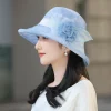 Elegant Fisherman Flower Contrast Color Bucket Portable Wide Brim Beach Sun Hat - Image 3