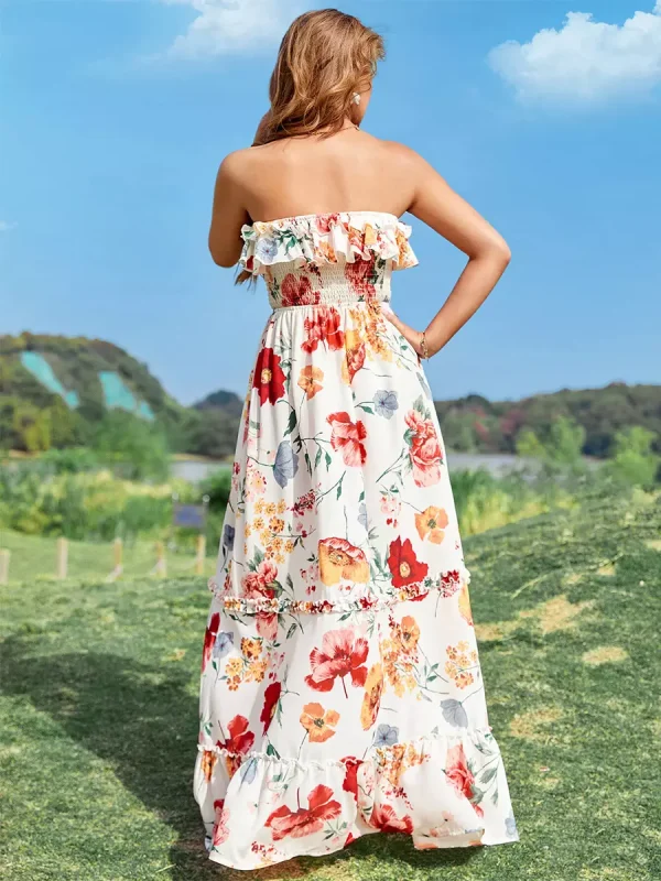 Elegant Floral Print Sleeveless Backless Daily Casual Maxi Dress - Image 4