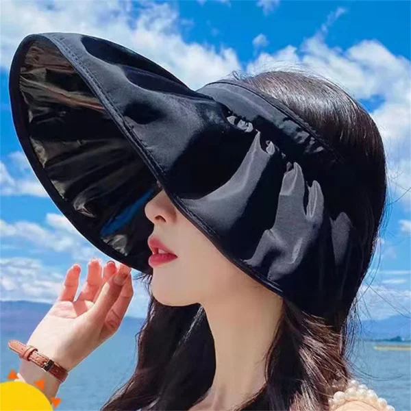 Elegant Foldable Hair Hoop Hat Portable Outdoor Beach Soft Foldable Wide Brim Stylish Sun Hat - Image 8