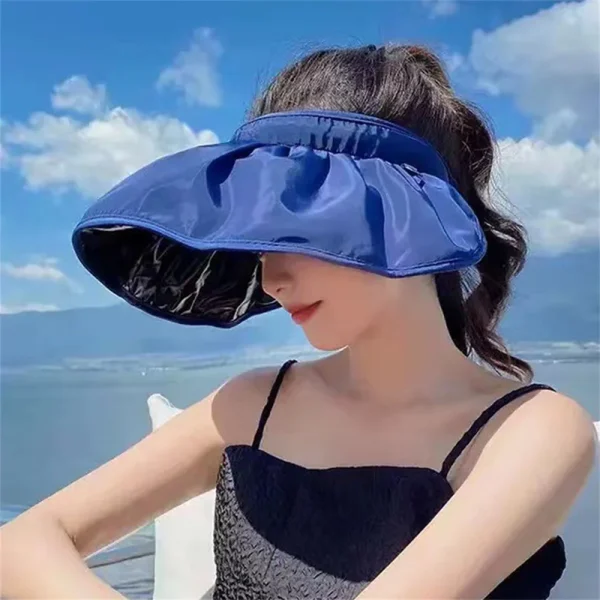 Elegant Foldable Hair Hoop Hat Portable Outdoor Beach Soft Foldable Wide Brim Stylish Sun Hat - Image 3