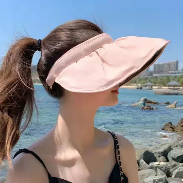 Elegant Foldable Hair Hoop Hat Portable Outdoor Beach Soft Foldable Wide Brim Stylish Sun Hat - Image 6