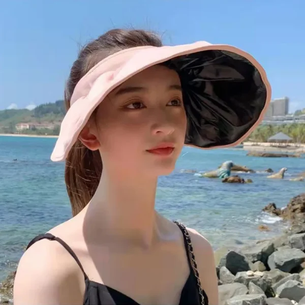 Elegant Foldable Hair Hoop Hat Portable Outdoor Beach Soft Foldable Wide Brim Stylish Sun Hat - Image 7