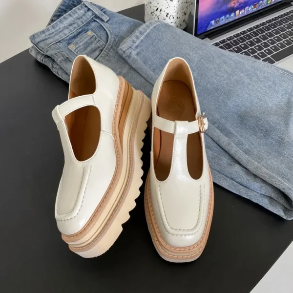Elegant Genuine Leather Lace-up High Heels Cow Leather Wedges Sandals - Image 7