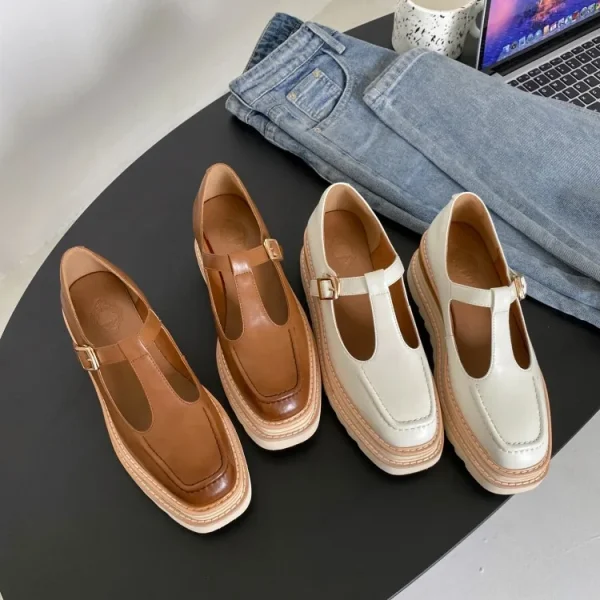 Elegant Genuine Leather Lace-up High Heels Cow Leather Wedges Sandals - Image 8