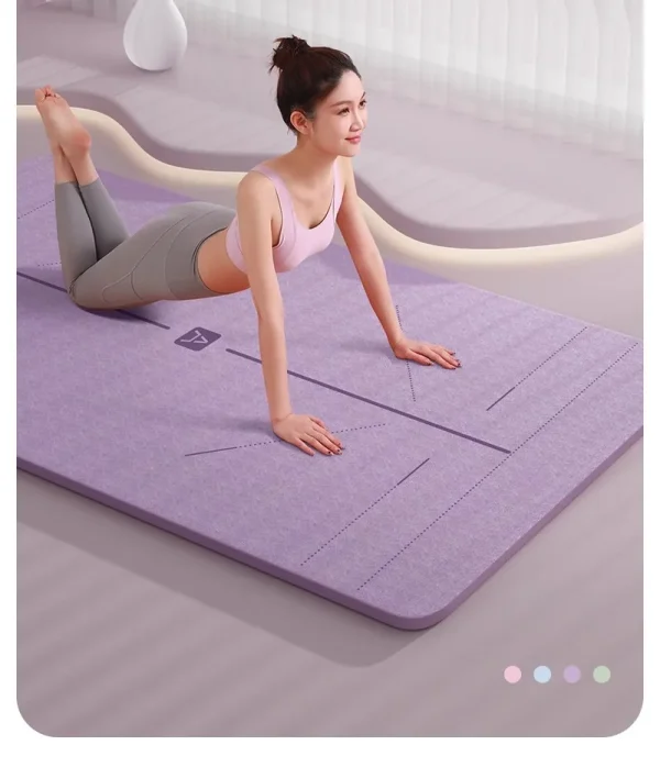 Elegant Geometric Fitness With Position Line Thickened Anti Slip Jump Rope Double Tpe Yoga Mat - Image 3