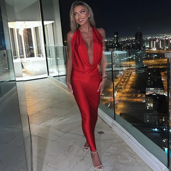 Elegant Halter Backless Party Outfits Evening Birthday Bodycon Maxi Dress - Image 11