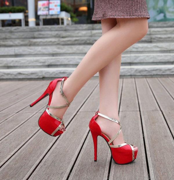 Elegant Hollow Cross-Haired Fish Mouth High Heels Sandals - Image 12