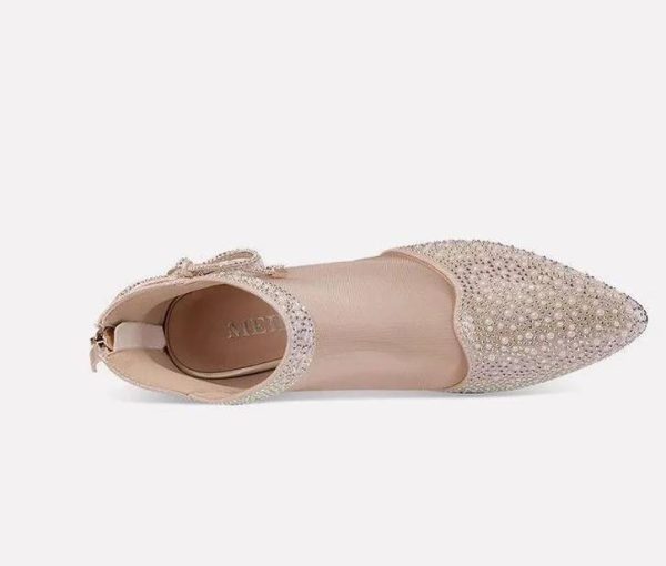 Elegant Leather Pointed Toe Hollow Out Back Zip Mesh High Heels Sandals - Image 10