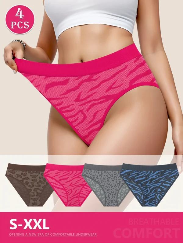 Elegant Low-Rise Briefs Seamless Stretchy Breathable in Leopard Zebra Solid - Image 3