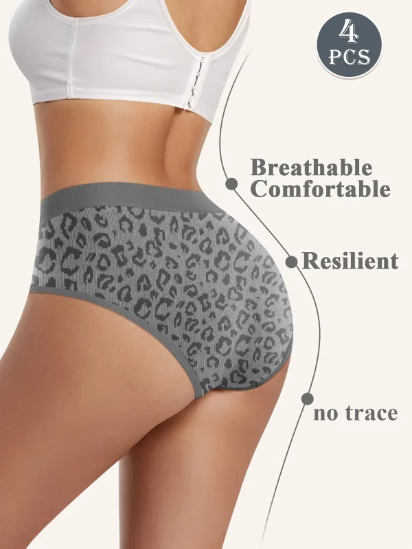 Elegant Low-Rise Briefs Seamless Stretchy Breathable in Leopard Zebra Solid