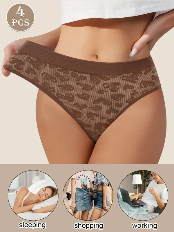 Elegant Low-Rise Briefs Seamless Stretchy Breathable in Leopard Zebra Solid - Image 2