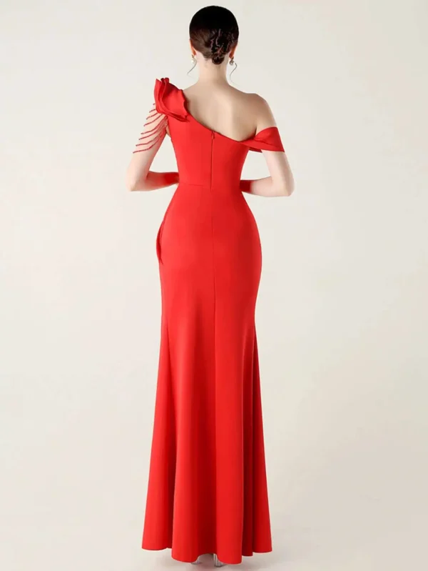 Elegant Luxury Rhinestone One-Shoulder Backless Evening Dresses - Image 8