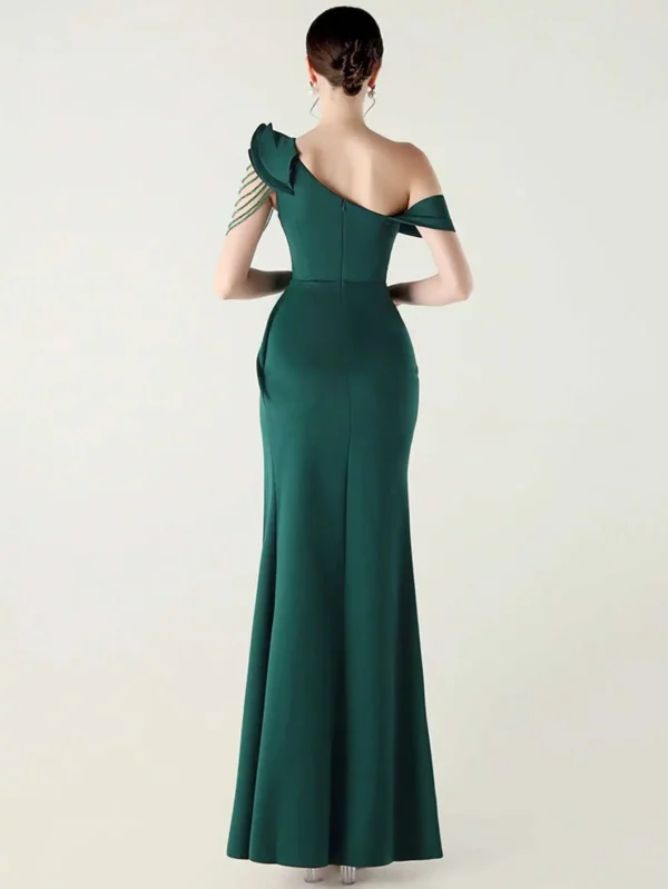 Elegant Luxury Rhinestone One-Shoulder Backless Evening Dresses - Image 12