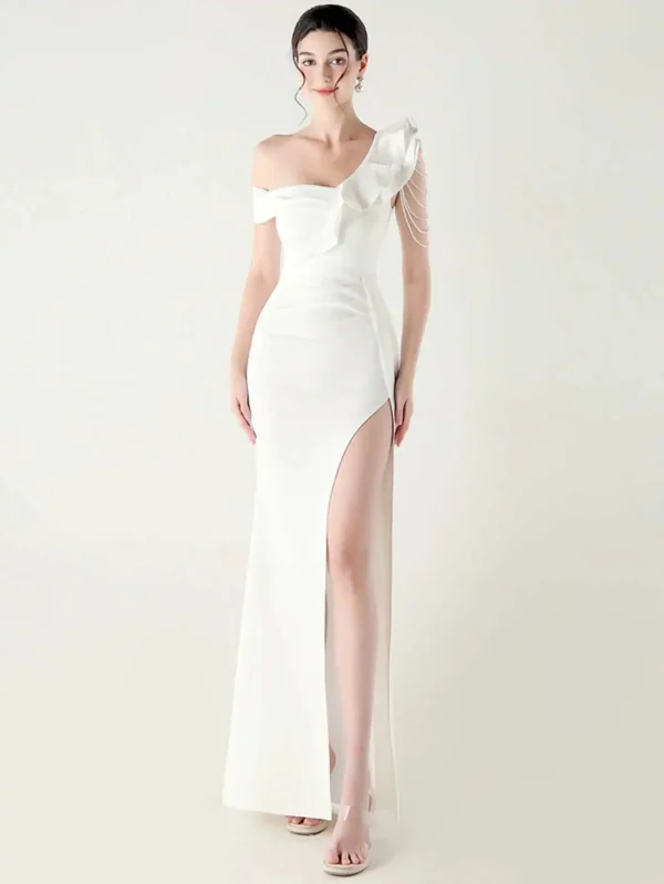 Elegant Luxury Rhinestone One-Shoulder Backless Evening Dresses - Image 13
