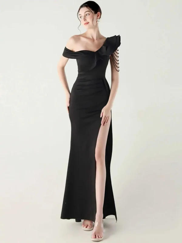 Elegant Luxury Rhinestone One-Shoulder Backless Evening Dresses - Image 17
