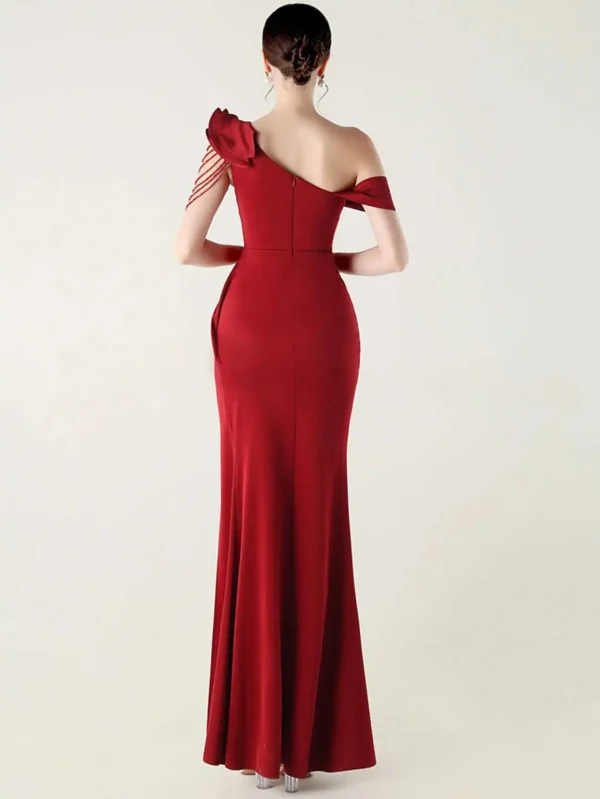 Elegant Luxury Rhinestone One-Shoulder Backless Evening Dresses - Image 4