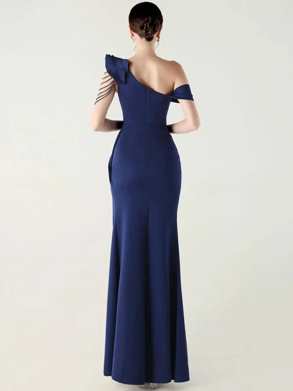 Elegant Luxury Rhinestone One-Shoulder Backless Evening Dresses - Image 24