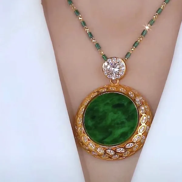 Elegant Natural Agate Senior Sense Design Round Beaded Sweater Chain Pendant Necklace - Image 2