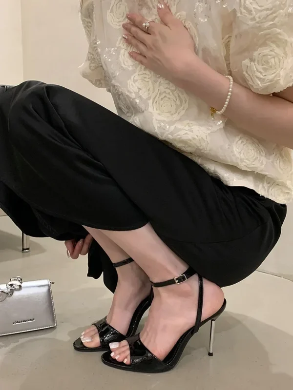 Elegant Open Toe Buckle Peep Stiletto Strap High Heels Sandal - Image 4