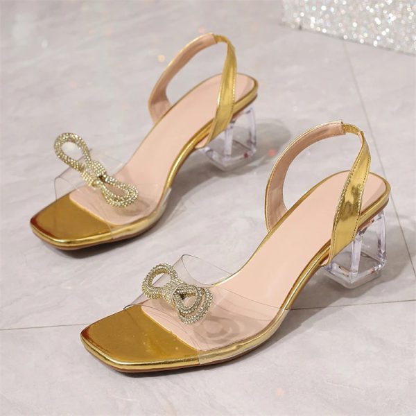 Elegant PVC Transparent Crystal Prom Open Toed High Heeled Sandals - Image 3