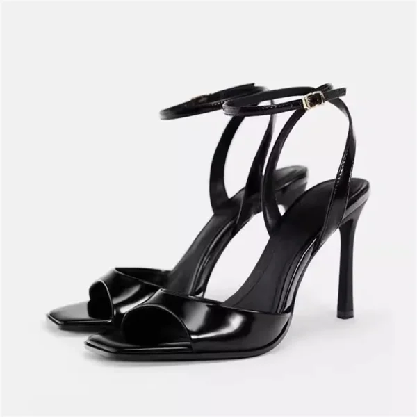 Elegant Peep Toe Patent Leather Ankle Strap Buckle Strap High Heel Sandals - Image 9