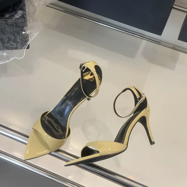 Elegant Pointed Toe Patent Leather Buckle Party High Heeled Sandals - Image 7