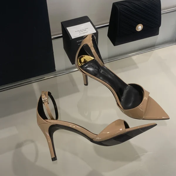 Elegant Pointed Toe Patent Leather Buckle Party High Heeled Sandals - Image 16