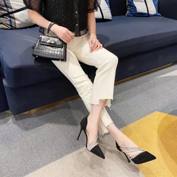 Elegant Shallow Pointed Toe Strappy Evening Party Slip-On High Heels - Image 12