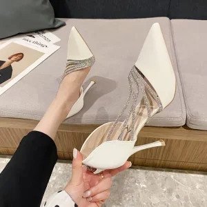 Elegant Shallow Pointed Toe Strappy Evening Party Slip-On High Heels