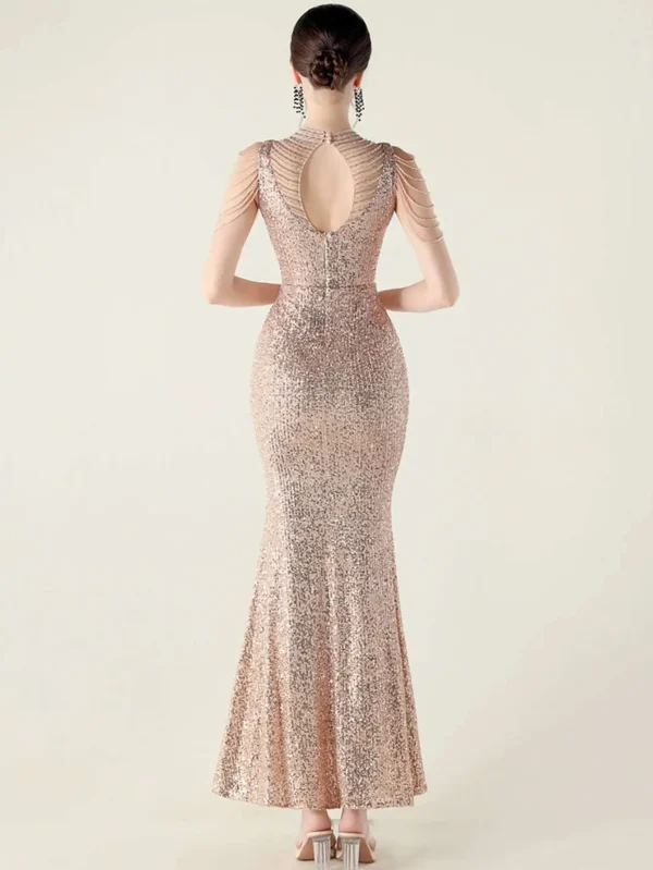 Elegant Rhinestone Sequin Sleeveless Birthday Wedding Dress - Image 7