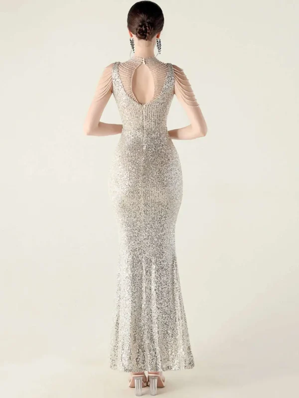 Elegant Rhinestone Sequin Sleeveless Birthday Wedding Dress - Image 10