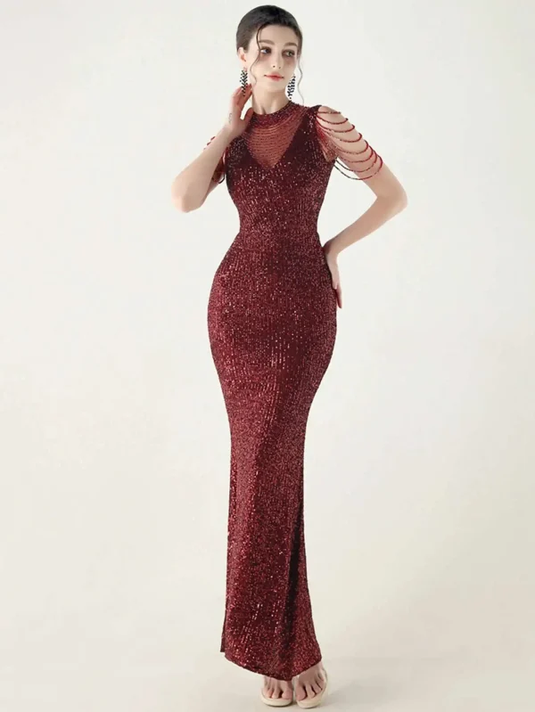 Elegant Rhinestone Sequin Sleeveless Birthday Wedding Dress - Image 2