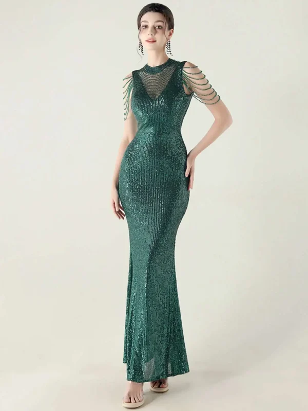 Elegant Rhinestone Sequin Sleeveless Birthday Wedding Dress - Image 11