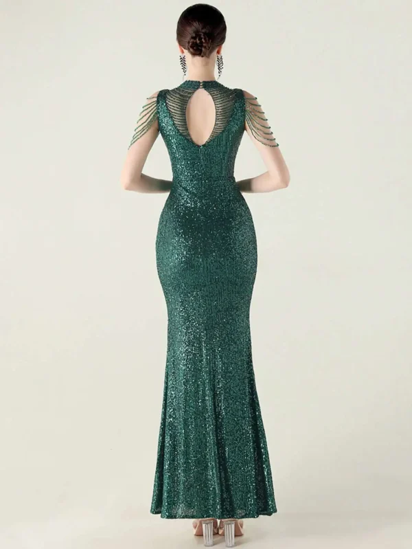 Elegant Rhinestone Sequin Sleeveless Birthday Wedding Dress - Image 13