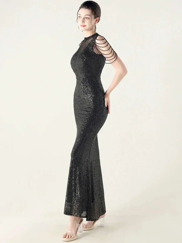 Elegant Rhinestone Sequin Sleeveless Birthday Wedding Dress - Image 15