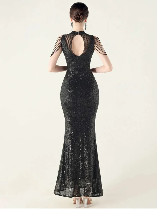 Elegant Rhinestone Sequin Sleeveless Birthday Wedding Dress - Image 16