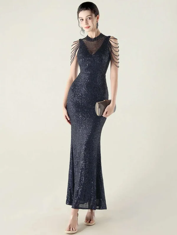 Elegant Rhinestone Sequin Sleeveless Birthday Wedding Dress - Image 17