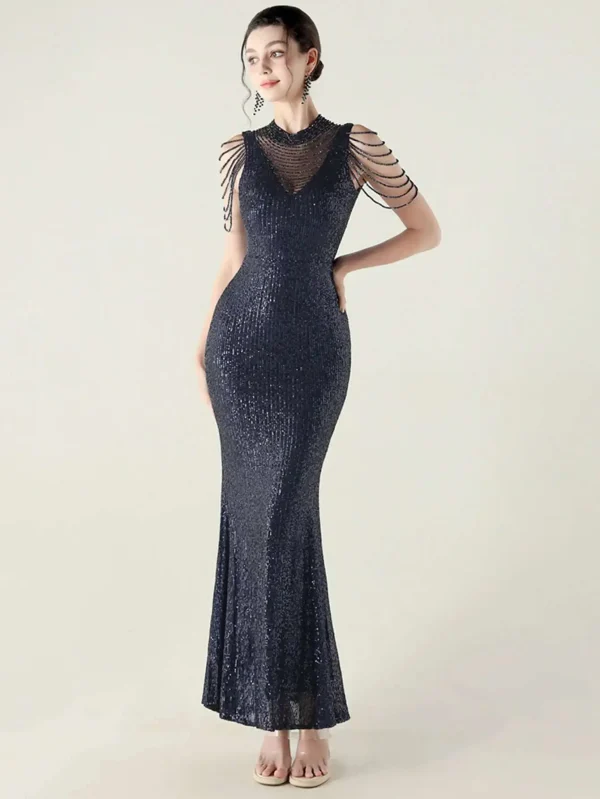 Elegant Rhinestone Sequin Sleeveless Birthday Wedding Dress - Image 18