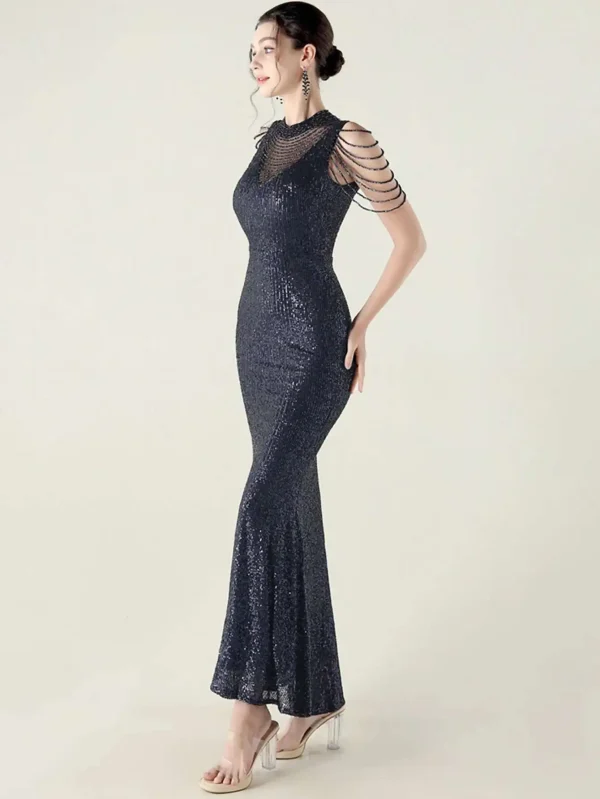 Elegant Rhinestone Sequin Sleeveless Birthday Wedding Dress - Image 19