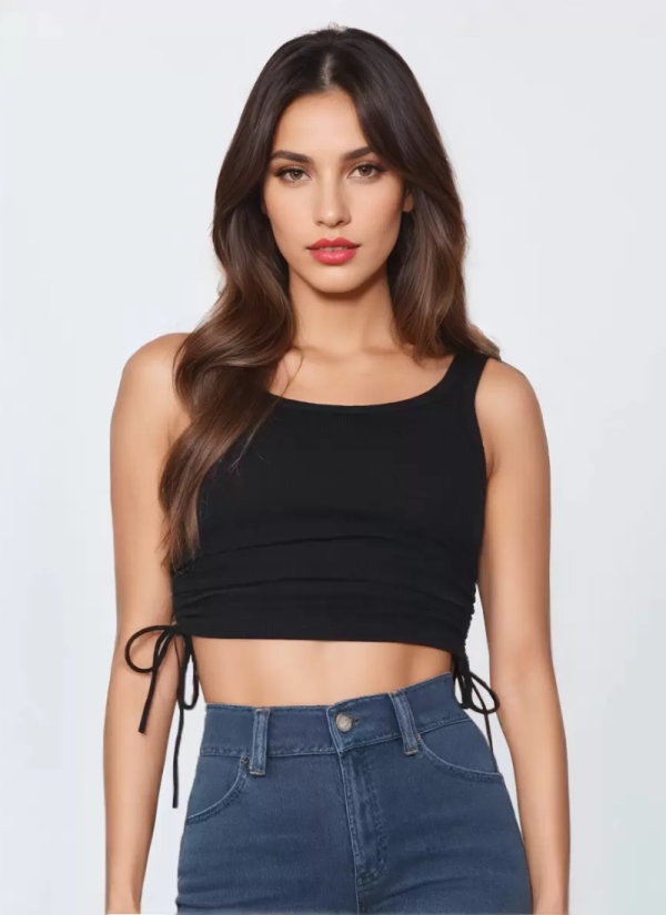 Elegant Round Neck Drawstring Convertible Casual Camis Simple Cami Tops