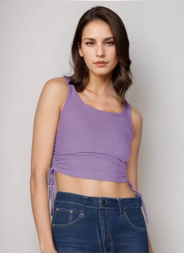 Elegant Round Neck Drawstring Convertible Casual Camis Simple Cami Tops - Image 5