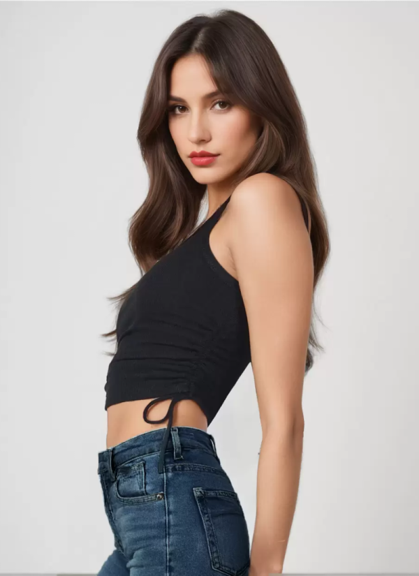 Elegant Round Neck Drawstring Convertible Casual Camis Simple Cami Tops - Image 3