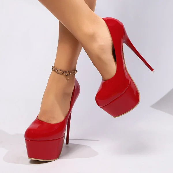 Elegant Round Toe Evening Party High Heels Pumps Sandals - Image 8