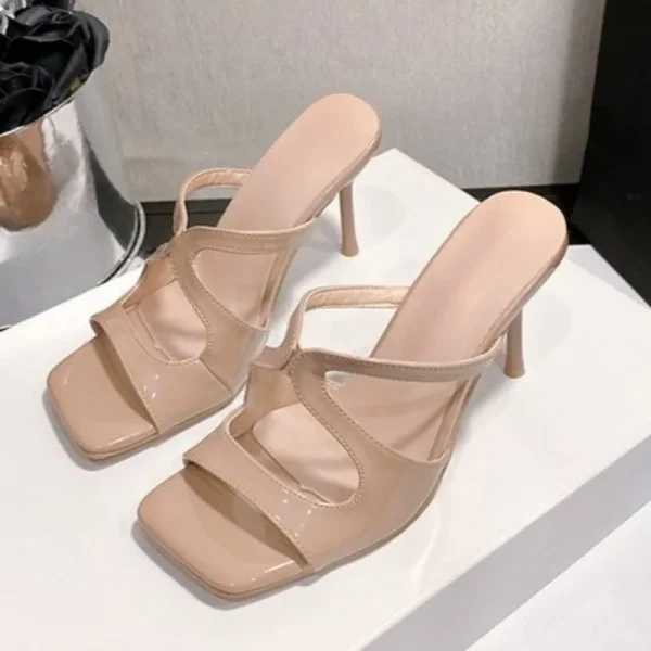 Elegant Square Toe Stiletto Open Toe Cross Strap Anti-slip Fish Mouth High Heels - Image 5