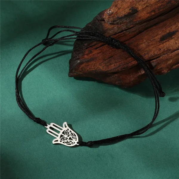 Elegant Stainless Steel Geometric Islamic Lucky Amulet Hamsa Hand of Fatima Bracelets - Image 4